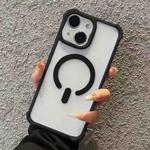 For iPhone 15 Plus Semi-transparent Skin Feel Frosted MagSafe Phone Case(Black)