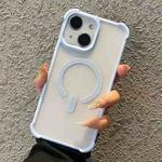 For iPhone 15 Plus Semi-transparent Skin Feel Frosted MagSafe Phone Case(Blue)