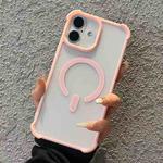 For iPhone 16 Semi-transparent Skin Feel Frosted MagSafe Phone Case(Pink)