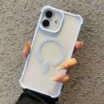 For iPhone 16 Semi-transparent Skin Feel Frosted MagSafe Phone Case(Blue)