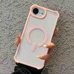 For iPhone 16e Semi-transparent Skin Feel Frosted MagSafe Phone Case(Pink)