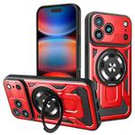 For iPhone 17 Pro Max Armor Rotating Holder MagSafe Phone Case(Red)