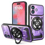 For iPhone 17 Armor Rotating Holder MagSafe Phone Case(Purple)