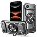 For iPhone 17 Air Armor Rotating Holder MagSafe Phone Case(Grey)