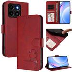 For ZTE Blade A35 / A55 Litter Panda Embossing RFID Leather Phone Case with Lanyard(Wine Red)