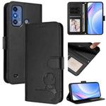 For ZTE Blade A53 Pro Litter Panda Embossing RFID Leather Phone Case with Lanyard(Black)