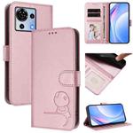 For ZTE Blade V50 Vita Litter Panda Embossing RFID Leather Phone Case with Lanyard(Pink)