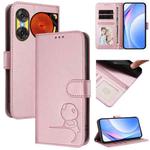 For ZTE nubia Music 2 Litter Panda Embossing RFID Leather Phone Case with Lanyard(Pink)