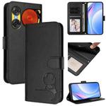For ZTE nubia Music 2 Litter Panda Embossing RFID Leather Phone Case with Lanyard(Black)