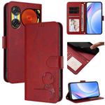 For ZTE nubia Music 2 Litter Panda Embossing RFID Leather Phone Case with Lanyard(Wine Red)