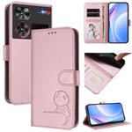 For ZTE nubia Z60 Ultra Litter Panda Embossing RFID Leather Phone Case with Lanyard(Pink)