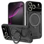 For iPhone 17 Pro Max Large Window MagSafe Holder Phone Case(Black)