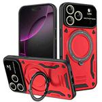 For iPhone 17 Pro Max Large Window MagSafe Holder Phone Case(Red)
