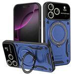 For iPhone 17 Pro Max Large Window MagSafe Holder Phone Case(Blue)