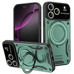For iPhone 17 Pro Max Large Window MagSafe Holder Phone Case(Green)