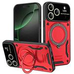 For iPhone 17 Pro Large Window MagSafe Holder Phone Case(Red)