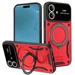 For iPhone 17 Large Window MagSafe Holder Phone Case(Red)