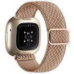 For Fitbit Versa 4 / 3 / Sense2 / 1 xDfind Wavy Nylon Braided Stretch Watch Band with Adjustment Buckle(Milk Tea)