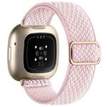 For Fitbit Versa 4 / 3 / Sense2 / 1 xDfind Wavy Nylon Braided Stretch Watch Band with Adjustment Buckle(Pink)