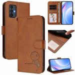 For TCL 30 SE Litter Panda Embossing RFID Leather Phone Case with Lanyard(Brown)