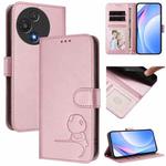 For TCL 60 5G Litter Panda Embossing RFID Leather Phone Case with Lanyard(Pink)