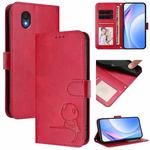 For TCL 201 Litter Panda Embossing RFID Leather Phone Case with Lanyard(Rose Red)