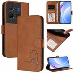 For TCL 503 Litter Panda Embossing RFID Leather Phone Case with Lanyard(Brown)