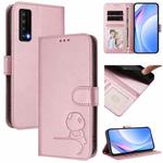For TCL Stylus 5G Litter Panda Embossing RFID Leather Phone Case with Lanyard(Pink)