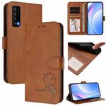 For TCL Stylus 5G Litter Panda Embossing RFID Leather Phone Case with Lanyard(Brown)