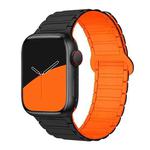 For Apple Watch 42 / 44 / 45 / 46 / 49mm xDfind Magnetic Three-bead Silicone Watch Band(Black Orange)