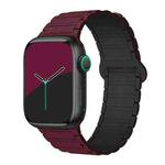 For Apple Watch 42 / 44 / 45 / 46 / 49mm xDfind Magnetic Three-bead Silicone Watch Band(Wine Red Black)