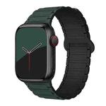 For Apple Watch 42 / 44 / 45 / 46 / 49mm xDfind Magnetic Three-bead Silicone Watch Band(Dark Green Black)