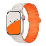 For Apple Watch 38 / 40 / 41 / S10 42mm xDfind Magnetic Three-bead Silicone Watch Band(Starlight Orange)