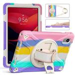 For Lenovo Xiaoxin Pad 11 2025 Rotatable Holder Silicone Hybrid PC Tablet Case with Shoulder Strap(Colorful Pink)