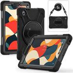 For Lenovo Tab One / K9 Rotatable Holder Silicone Hybrid PC Tablet Case with Shoulder Strap(Black)