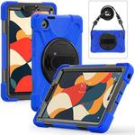 For Lenovo Tab One / K9 Rotatable Holder Silicone Hybrid PC Tablet Case with Shoulder Strap(Blue)