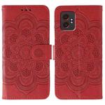 For Samsung Galaxy XCover7 Pro Sun Mandala Embossing Pattern Phone Leather Case(Red)