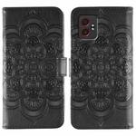 For Samsung Galaxy XCover7 Pro Sun Mandala Embossing Pattern Phone Leather Case(Black)