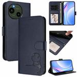 For Sharp Aquos R9 SH-51E Litter Panda Embossing RFID Leather Phone Case with Lanyard(Blue)