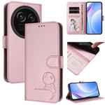 For Sharp Aquos R9 Pro SH-54E Litter Panda Embossing RFID Leather Phone Case with Lanyard(Pink)