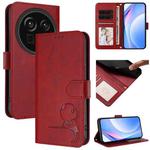 For Sharp Aquos R9 Pro SH-54E Litter Panda Embossing RFID Leather Phone Case with Lanyard(Wine Red)