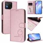 For Asus ROG Phone 8 / 8 Pro Litter Panda Embossing RFID Leather Phone Case with Lanyard(Pink)