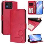 For Asus Zenfone 11 Ultra Litter Panda Embossing RFID Leather Phone Case with Lanyard(Rose Red)