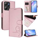 For Blackview Oscal Tiger 13 Litter Panda Embossing RFID Leather Phone Case with Lanyard(Pink)