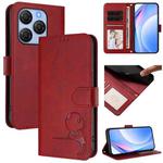For Blackview Shark 9 5G Litter Panda Embossing RFID Leather Phone Case with Lanyard(Wine Red)