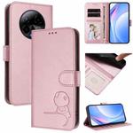 For BLU Bold K50 Litter Panda Embossing RFID Leather Phone Case with Lanyard(Pink)