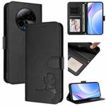 For BLU Bold K50 Litter Panda Embossing RFID Leather Phone Case with Lanyard(Black)