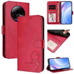 For BLU Bold K50 Litter Panda Embossing RFID Leather Phone Case with Lanyard(Rose Red)