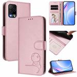 For BLU View 5 Pro Litter Panda Embossing RFID Leather Phone Case with Lanyard(Pink)