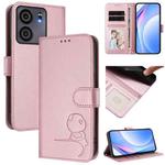 For BLU View 5 Litter Panda Embossing RFID Leather Phone Case with Lanyard(Pink)